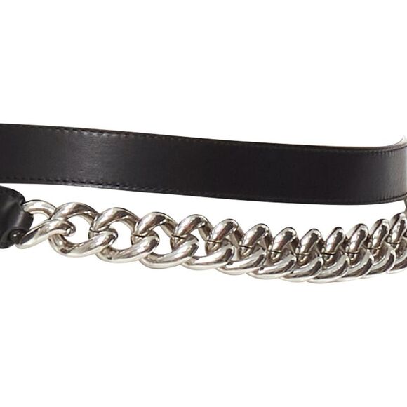 Alexander Mcqueen Leather Silver Chunky Metal Chain Wrap Belt - Picture 6 of 6